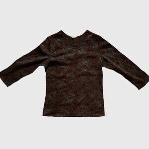 Vintage Brown Floral Top with Sparkly Threading